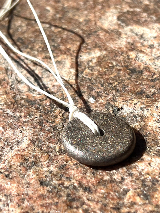 EARL GREY TORUS PENDANT Copper, Magnetic sand, & Quartz, Magic Mix Mini-Torus Pendant of Copper Zinc and Iron Orgone