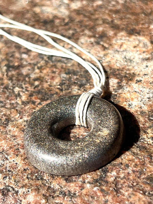 LONDON FOG TORUS PENDANT Copper, Magnetic sand, & Quartz, Magic Mix Mini-Torus Pendant of Copper Zinc and Iron Orgone