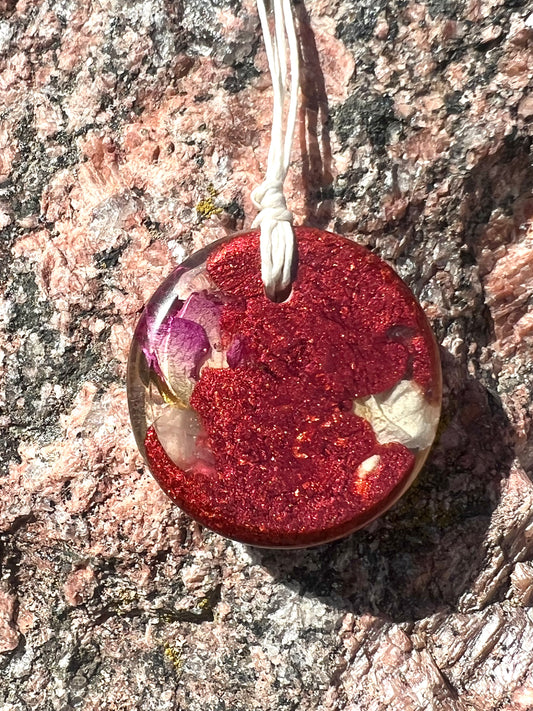 WINE ROSE TORUS PENDANT Copper, Magnetic sand, & Quartz, Magic Mix Mini-Torus Pendant of Copper Zinc and Iron Orgone
