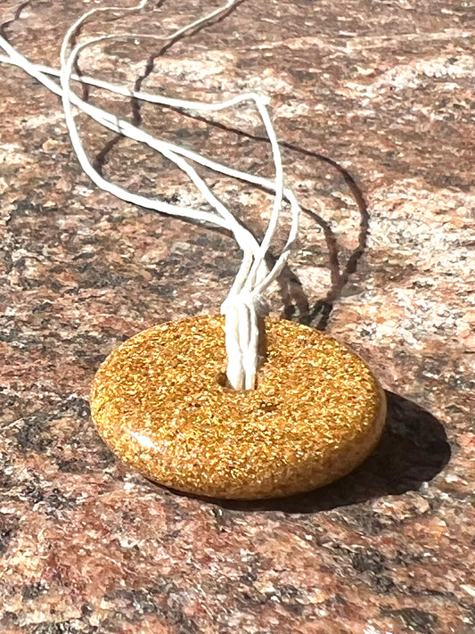 GOLDEN TORUS PENDANT Copper, Magnetic sand, & Quartz, Magic Mix Mini-Torus Pendant of Copper Zinc and Iron Orgone