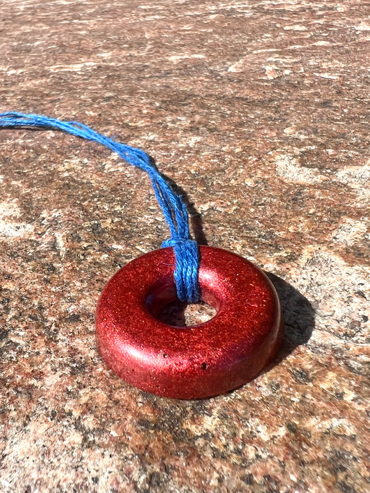 RED TORUS PENDANT Copper, Magnetic sand, & Quartz, Magic Mix Mini-Torus Pendant of Copper Zinc and Iron Orgone
