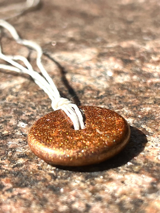 BRONZE TORUS PENDANT Copper, Magnetic sand, & Quartz, Magic Mix Mini-Torus Pendant of Copper Zinc and Iron Orgone