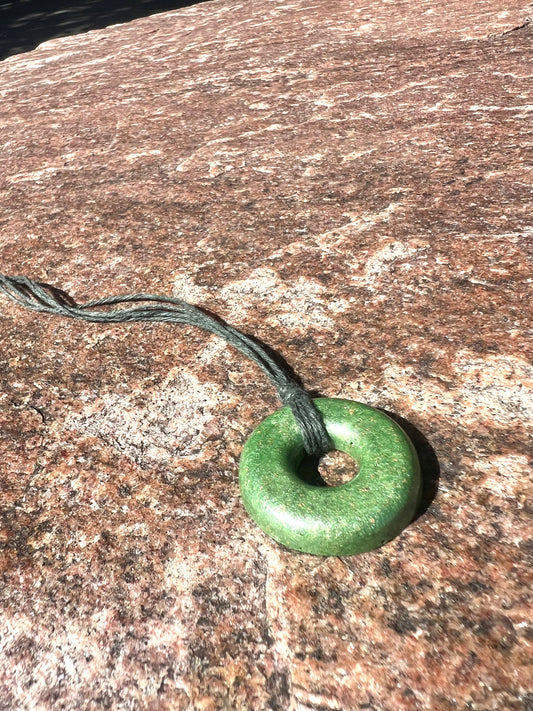 LIME TORUS PENDANT Copper, Magnetic sand, & Quartz, Magic Mix Mini-Torus Pendant of Copper Zinc and Iron Orgone