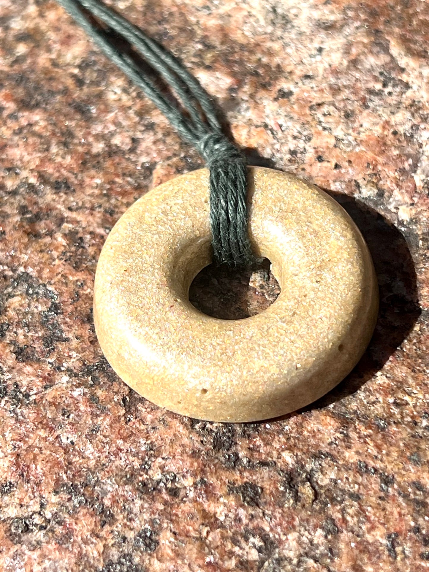 CREME TORUS PENDANT (Brass) Copper, Magnetic sand, & Quartz, Magic Mix Mini-Torus Pendant of Copper Zinc and Iron Orgone