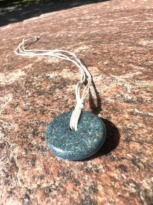 DEEP BLUE TORUS PENDANT Copper, Magnetic sand, & Quartz, Magic Mix Mini-Torus Pendant of Copper Zinc and Iron Orgone