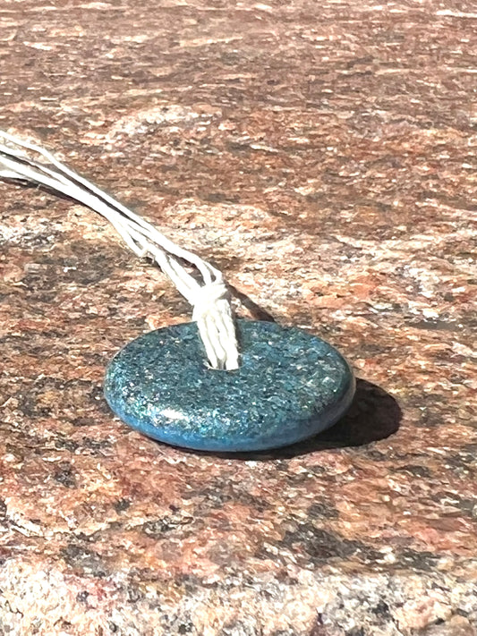 DEEP BLUE TORUS PENDANT Copper, Magnetic sand, & Quartz, Magic Mix Mini-Torus Pendant of Copper Zinc and Iron Orgone