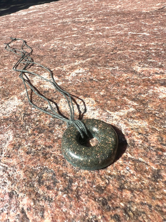 AQUA GREEN DARK AQUA TORUS PENDANT Copper, Magnetic sand, & Quartz, Magic Mix Mini-Torus Pendant of Copper Zinc and Iron Orgone