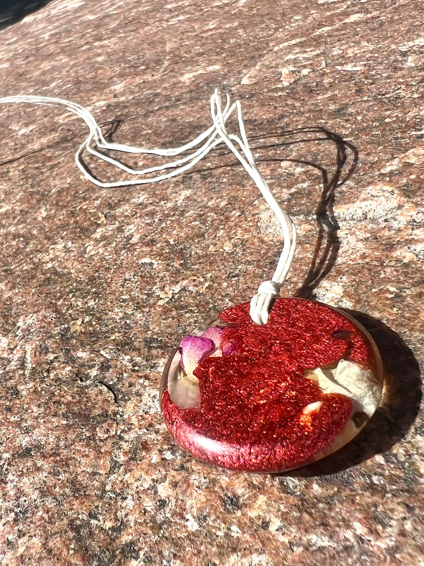 WINE ROSE TORUS PENDANT Copper, Magnetic sand, & Quartz, Magic Mix Mini-Torus Pendant of Copper Zinc and Iron Orgone