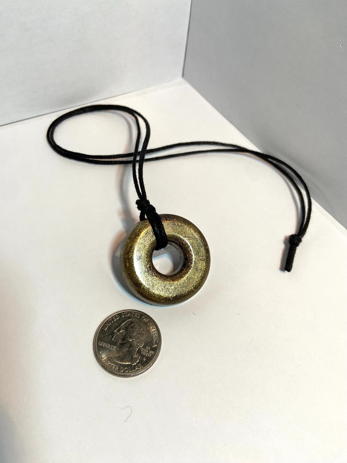 MAGICMIX TORUS PENDANT (Brass) Shungite, Quartz, & Magic Mix Torus Pendant of Copper Zinc and Iron Orgone