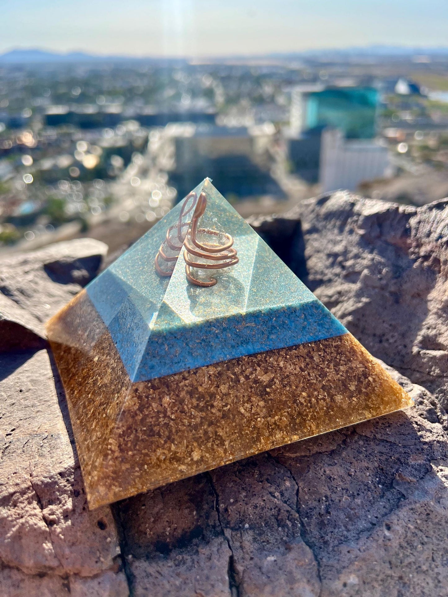 AQUA SUN. Copper Wrapped Quartz Magic Mix Orgone. Giza Pyramid Energy. Crown Chakra Minerals. EMF Protection. Deep Sleep. Raise Frequency.