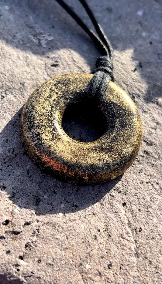 MAGICMIX TORUS PENDANT (Brass) Shungite, Quartz, & Magic Mix Torus Pendant of Copper Zinc and Iron Orgone