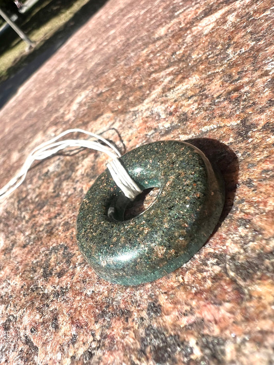 DARK AQUA TORUS PENDANT Copper, Magnetic sand, & Quartz, Magic Mix Mini-Torus Pendant of Copper Zinc and Iron Orgone