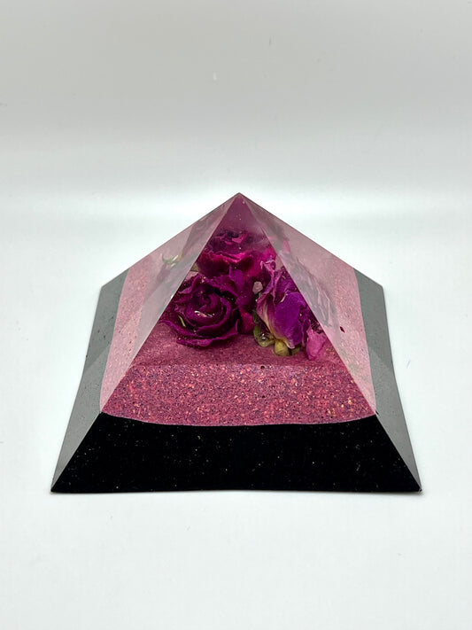 ROSE PASSION Quartz Magic Mix Earth Frequency Orgone Giza 8-Side Pyramid with Heart Chakra Balancing Minerals