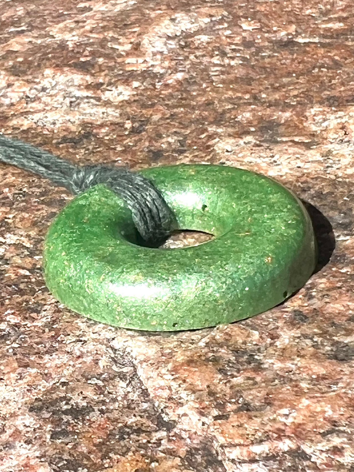 LIME TORUS PENDANT Copper, Magnetic sand, & Quartz, Magic Mix Mini-Torus Pendant of Copper Zinc and Iron Orgone