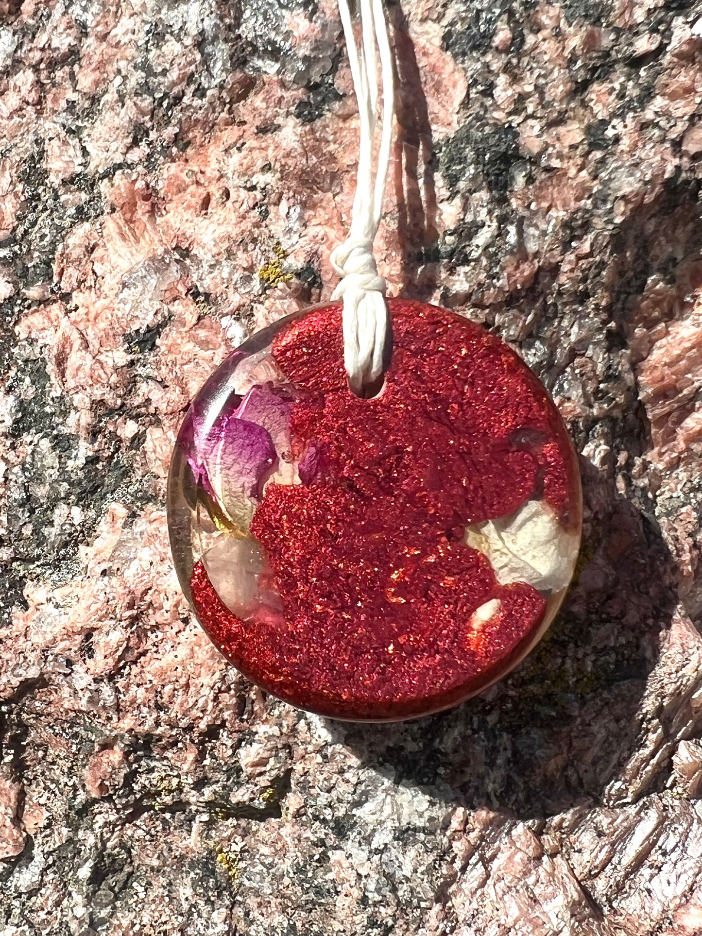 WINE ROSE TORUS PENDANT Copper, Magnetic sand, & Quartz, Magic Mix Mini-Torus Pendant of Copper Zinc and Iron Orgone