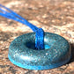 DEEP BLUE DARK AQUA TORUS PENDANT Copper, Magnetic sand, & Quartz, Magic Mix Mini-Torus Pendant of Copper Zinc and Iron Orgone