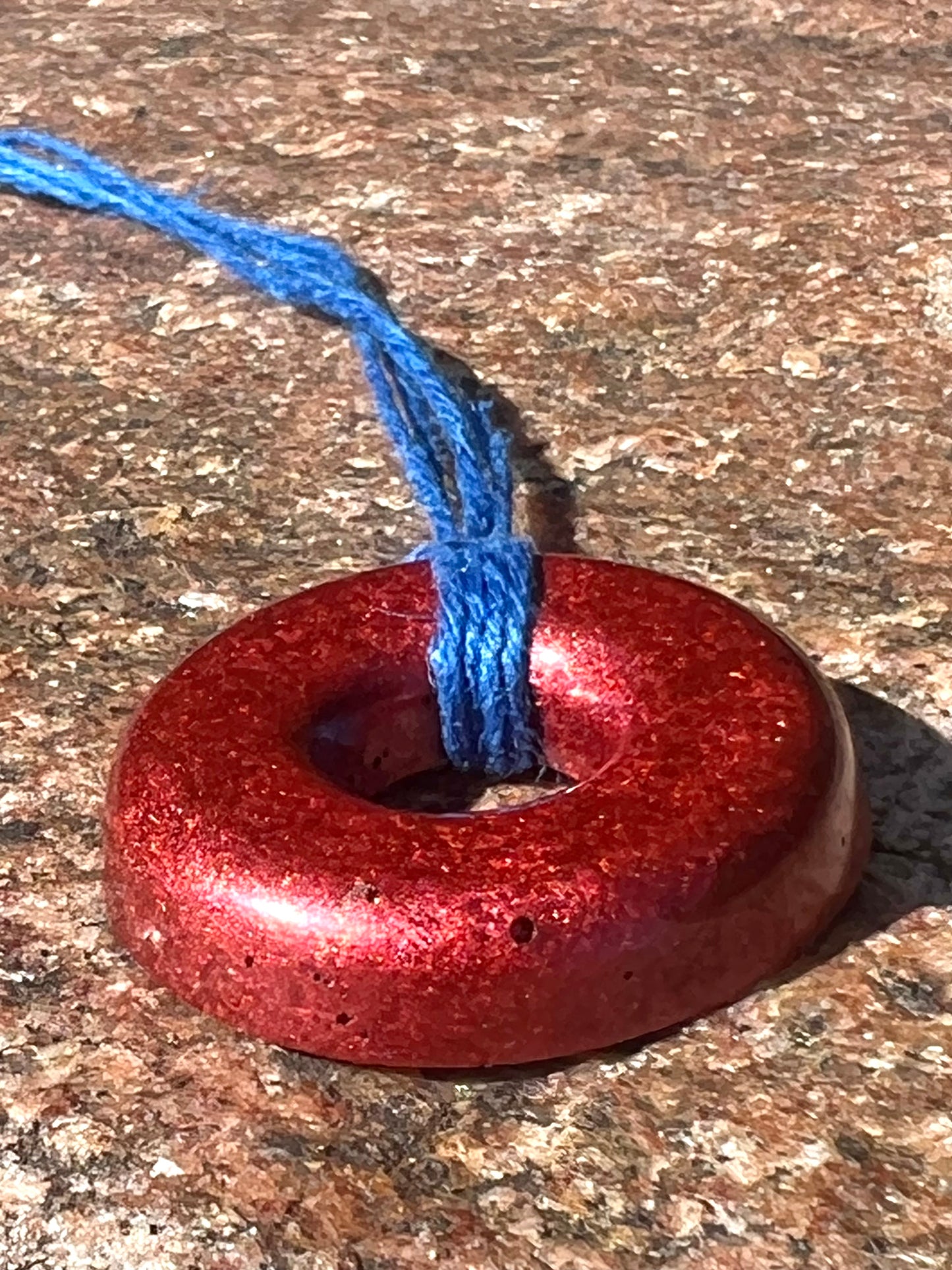 RED TORUS PENDANT Copper, Magnetic sand, & Quartz, Magic Mix Mini-Torus Pendant of Copper Zinc and Iron Orgone