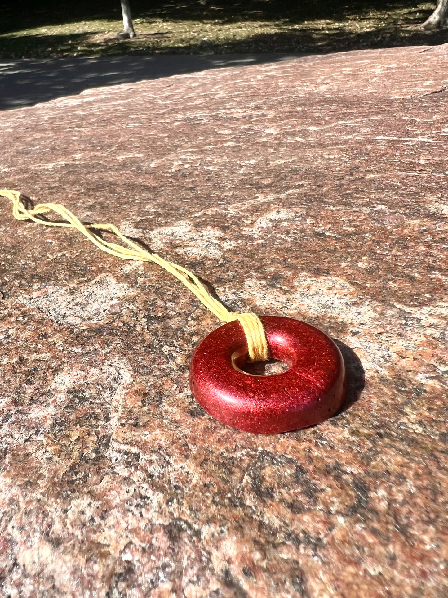 RED TORUS PENDANT Copper, Magnetic sand, & Quartz, Magic Mix Mini-Torus Pendant of Copper Zinc and Iron Orgone