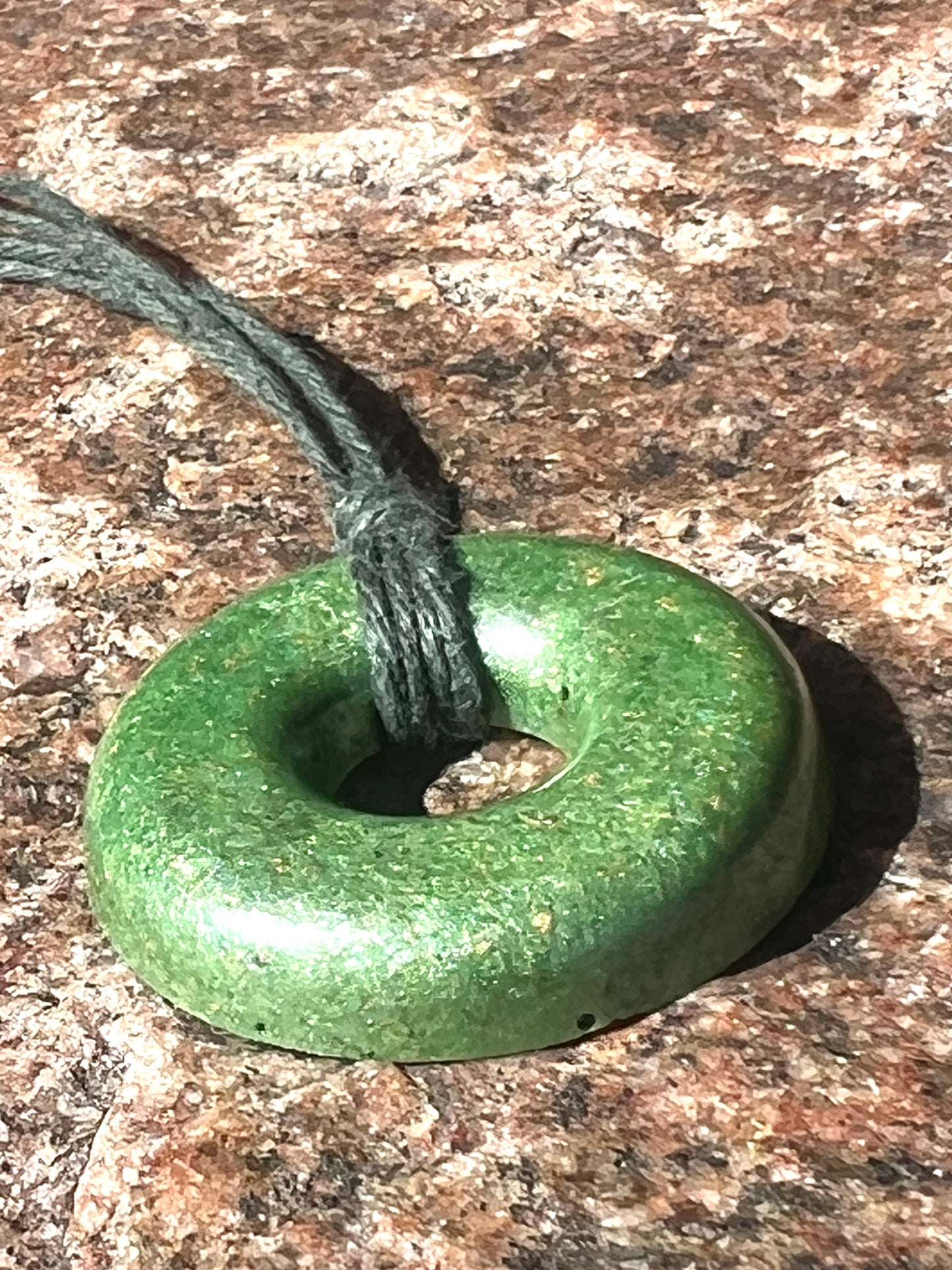 LIME TORUS PENDANT Copper, Magnetic sand, & Quartz, Magic Mix Mini-Torus Pendant of Copper Zinc and Iron Orgone