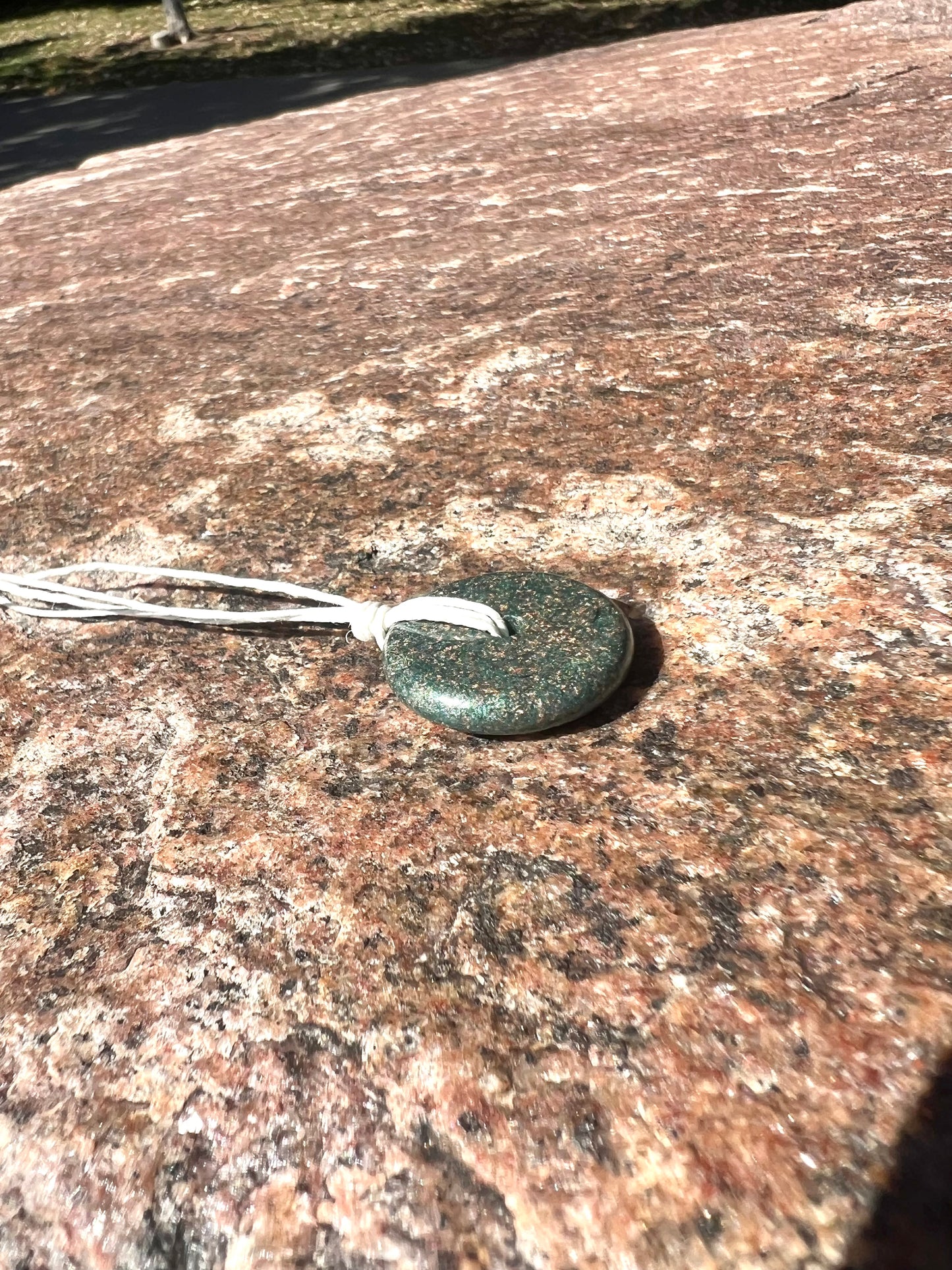 AQUA GREEN TORUS PENDANT Copper, Magnetic sand, & Quartz, Magic Mix Mini-Torus Pendant of Copper Zinc and Iron Orgone