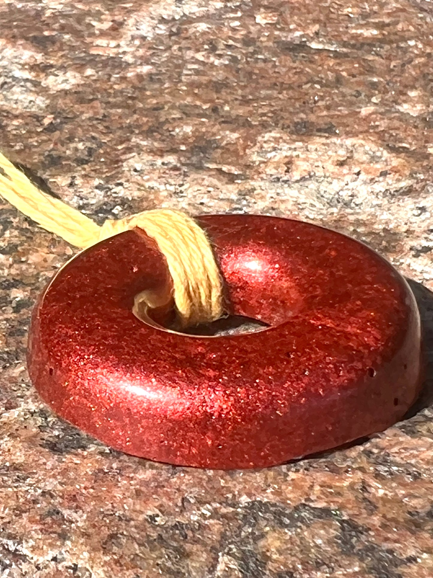 RED TORUS PENDANT Copper, Magnetic sand, & Quartz, Magic Mix Mini-Torus Pendant of Copper Zinc and Iron Orgone