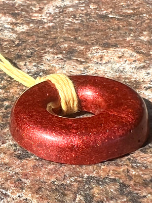RED TORUS PENDANT Copper, Magnetic sand, & Quartz, Magic Mix Mini-Torus Pendant of Copper Zinc and Iron Orgone
