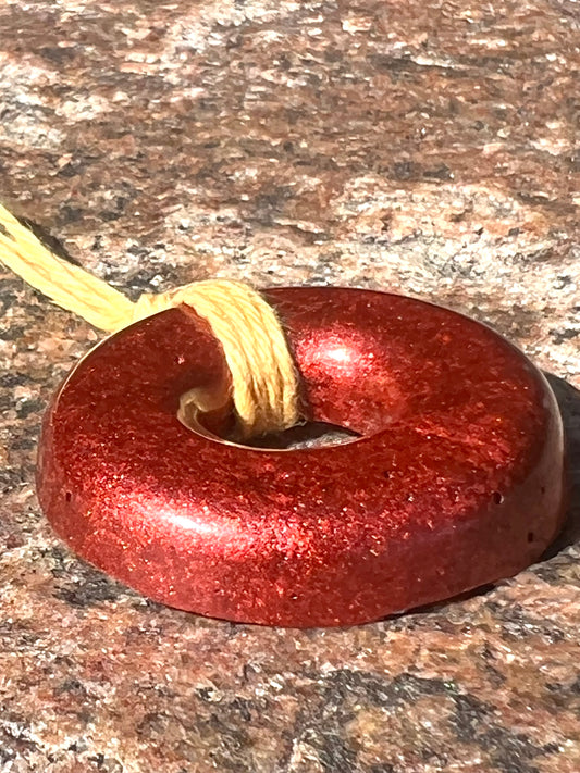 RED TORUS PENDANT Copper, Magnetic sand, & Quartz, Magic Mix Mini-Torus Pendant of Copper Zinc and Iron Orgone