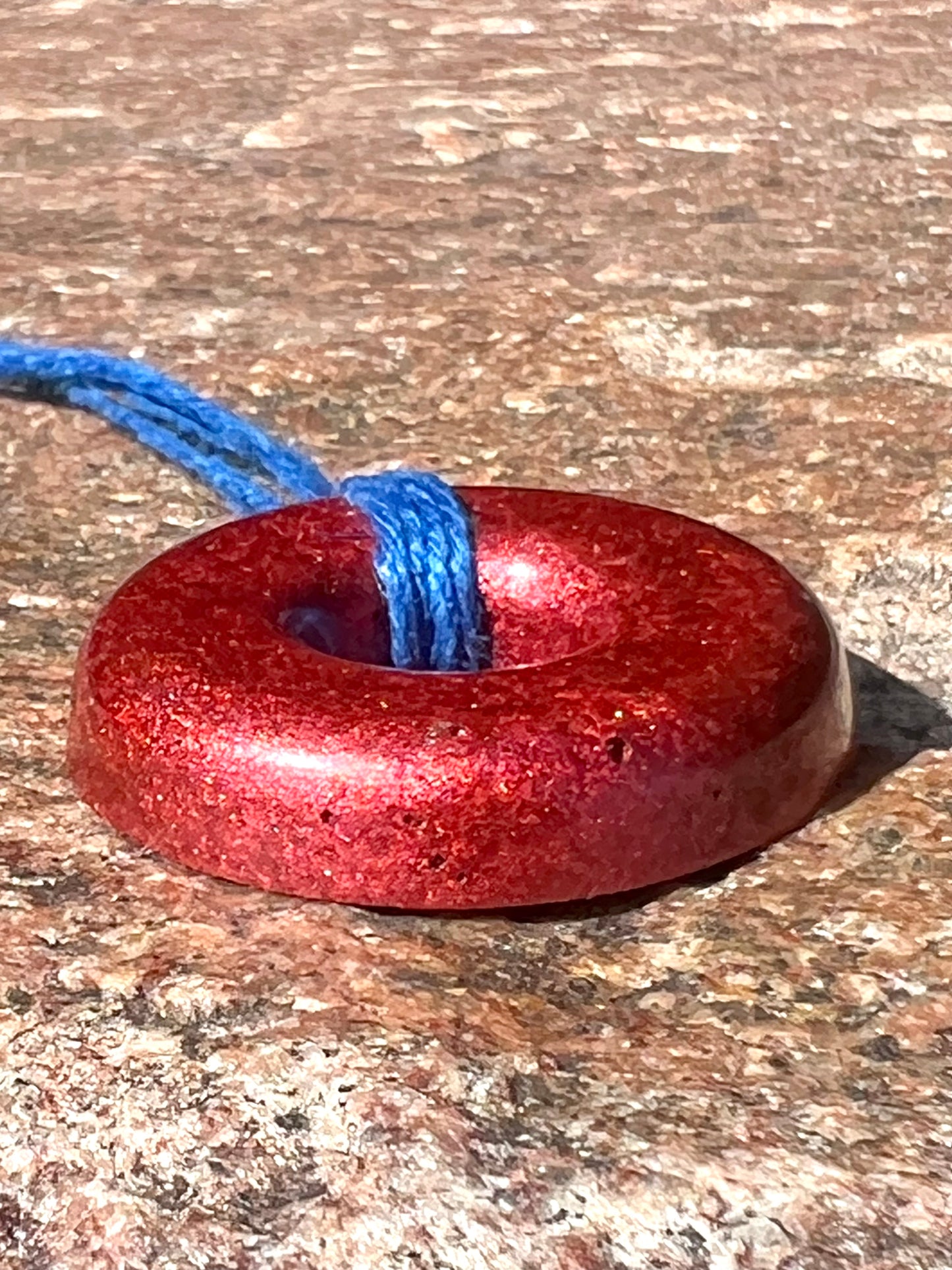RED TORUS PENDANT Copper, Magnetic sand, & Quartz, Magic Mix Mini-Torus Pendant of Copper Zinc and Iron Orgone