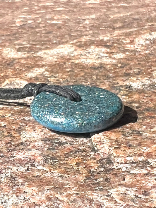 DEEP BLUE TORUS PENDANT Copper, Magnetic sand, & Quartz, Magic Mix Mini-Torus Pendant of Copper Zinc and Iron Orgone