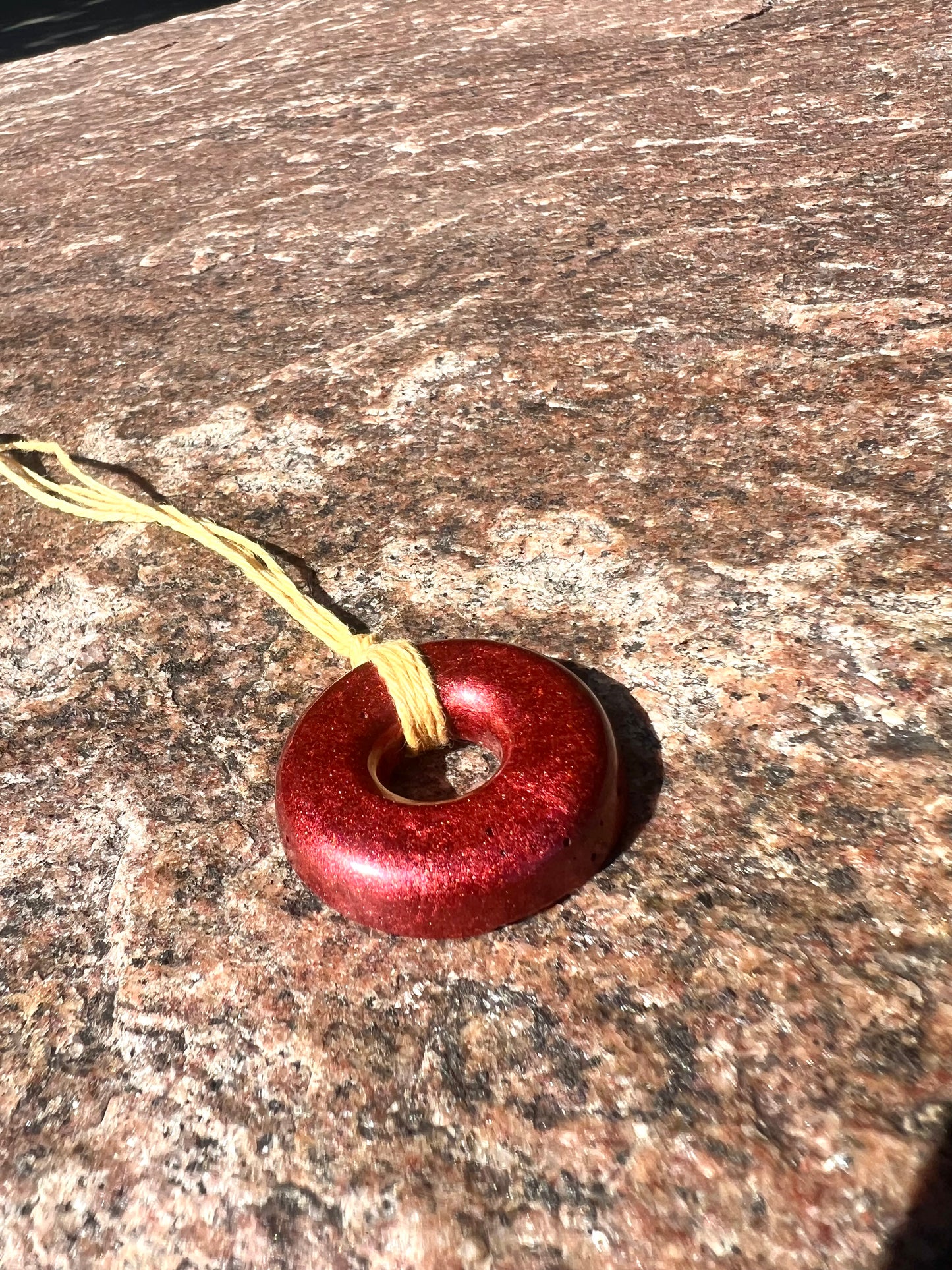 RED TORUS PENDANT Copper, Magnetic sand, & Quartz, Magic Mix Mini-Torus Pendant of Copper Zinc and Iron Orgone