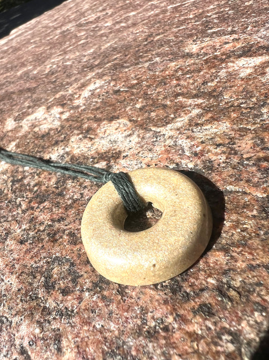 CREME TORUS PENDANT (Brass) Copper, Magnetic sand, & Quartz, Magic Mix Mini-Torus Pendant of Copper Zinc and Iron Orgone