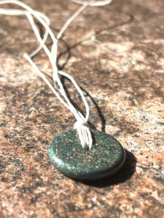 AQUA GREEN TORUS PENDANT Copper, Magnetic sand, & Quartz, Magic Mix Mini-Torus Pendant of Copper Zinc and Iron Orgone
