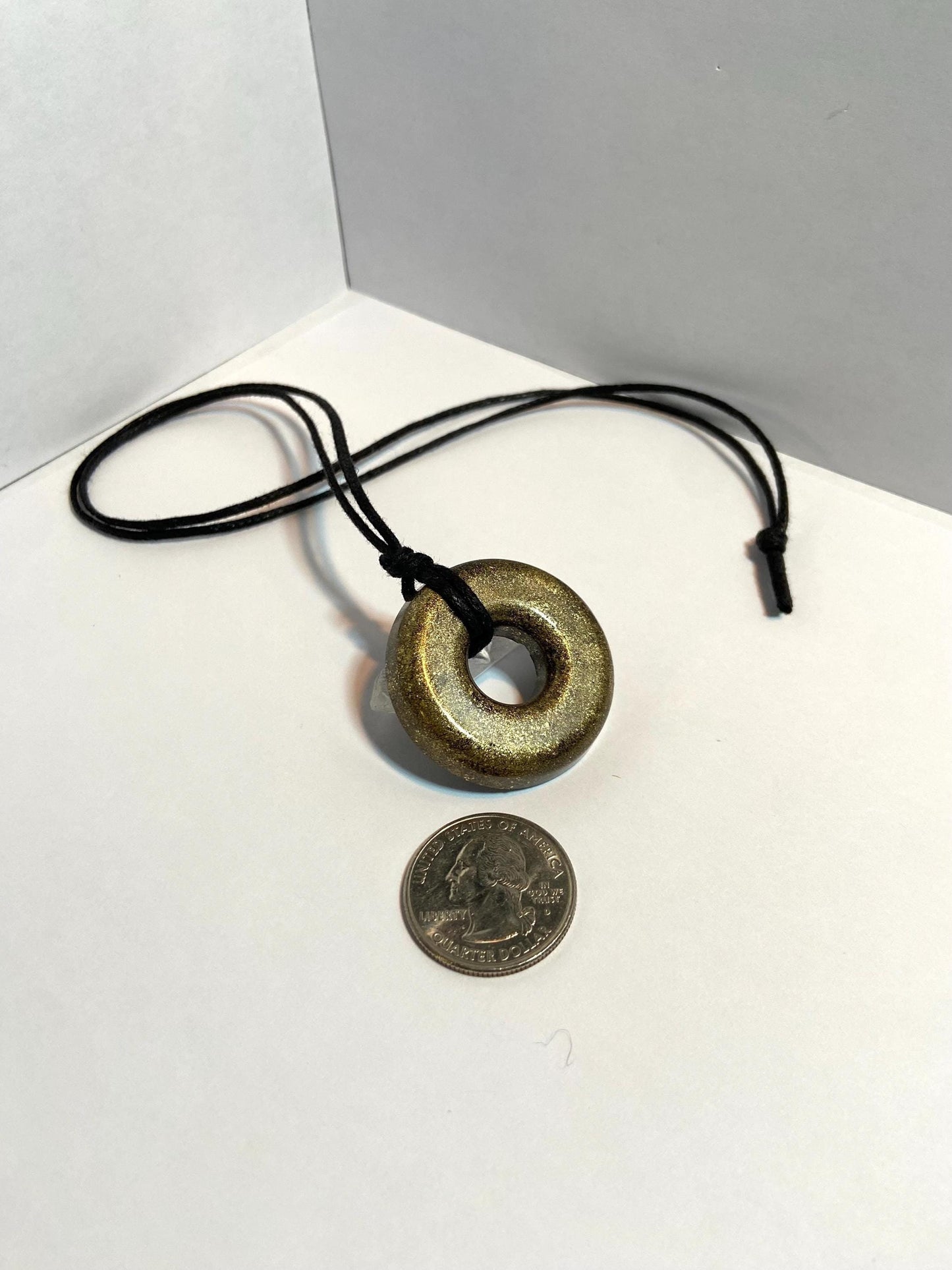 MAGICMIX TORUS PENDANT (Brass) Shungite, Quartz, & Magic Mix Torus Pendant of Copper Zinc and Iron Orgone