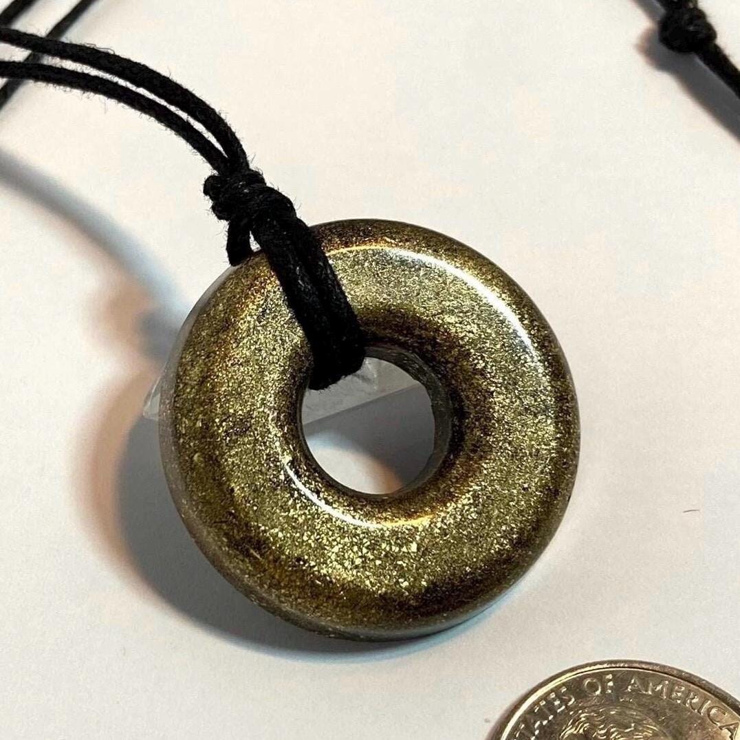 MAGICMIX TORUS PENDANT (Brass) Shungite, Quartz, & Magic Mix Torus Pendant of Copper Zinc and Iron Orgone