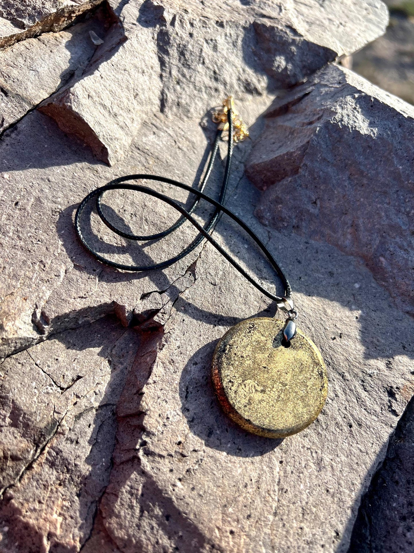 MAGICMIX PRO PENDANT (Brass) Brass Shungite, Quartz, & Magic Mix Brass Gilded Pendant of Copper Zinc and Iron Orgone